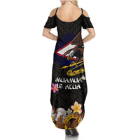 American Samoa Fue and Kava Bowl Summer Maxi Dress Plumeria and Polynesian Pattern
