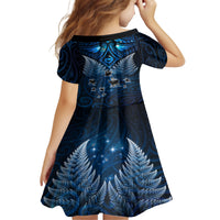 New Zealand Matariki Family Matching Off The Shoulder Long Sleeve Dress and Hawaiian Shirt Maori Pattern and Kiwi Bird Haka Dance Sky Night LT03 - Polynesian Pride