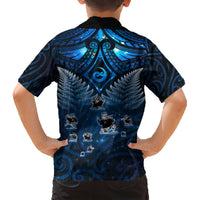 New Zealand Matariki Family Matching Short Sleeve Bodycon Dress and Hawaiian Shirt Maori Pattern and Kiwi Bird Haka Dance Sky Night LT03 - Polynesian Pride