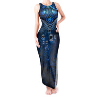 New Zealand Matariki Tank Maxi Dress Maori Pattern and Kiwi Bird Haka Dance Sky Night LT03 Women Blue - Polynesian Pride