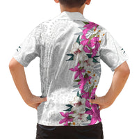 Hawaii Tropical Leaves and Flowers Hawaiian Shirt Tribal Polynesian Pattern White Style
