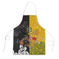 Aotearoa New Zealand And Australia Basketball Custom Apron Maori Tribal Tattoo And Aboriginal Dot Art Heritage LT03 Multicolor - Polynesian Pride