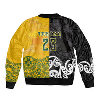 Aotearoa New Zealand And Australia Basketball Custom Bomber Jacket Maori Tribal Tattoo And Aboriginal Dot Art Heritage