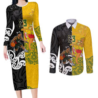 Aotearoa New Zealand And Australia Basketball Custom Couples Matching Long Sleeve Bodycon Dress and Long Sleeve Button Shirt Maori Tribal Tattoo And Aboriginal Dot Art Heritage