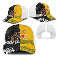 Aotearoa New Zealand And Australia Basketball Mesh Trucker Cap Maori Tribal Tattoo And Aboriginal Dot Art Heritage LT03 - Polynesian Pride