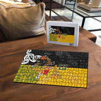Aotearoa New Zealand And Australia Basketball Custom Puzzle Maori Tribal Tattoo And Aboriginal Dot Art Heritage LT03 - Polynesian Pride