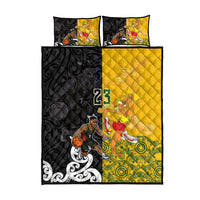 Aotearoa New Zealand And Australia Basketball Custom Quilt Bed Set Maori Tribal Tattoo And Aboriginal Dot Art Heritage
