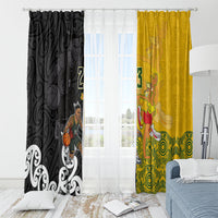 Aotearoa New Zealand And Australia Basketball Custom Window Curtain Maori Tribal Tattoo And Aboriginal Dot Art Heritage LT03 - Polynesian Pride
