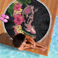 Hawaiian Tropical Plants Turtle and Shark Beach Blanket Polynesian Art Tattoo