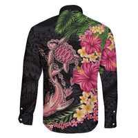 Hawaiian Tropical Plants Turtle and Shark Family Matching Tank Maxi Dress and Hawaiian Shirt Polynesian Art Tattoo