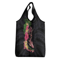 Hawaiian Tropical Plants Turtle and Shark Grocery Bag Polynesian Art Tattoo