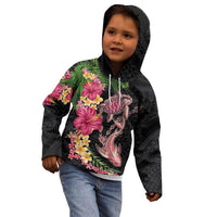 Hawaiian Tropical Plants Turtle and Shark Kid Hoodie Polynesian Art Tattoo