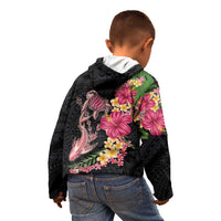 Hawaiian Tropical Plants Turtle and Shark Kid Hoodie Polynesian Art Tattoo