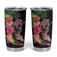 Hawaiian Tropical Plants Turtle and Shark Tumbler Cup Polynesian Art Tattoo