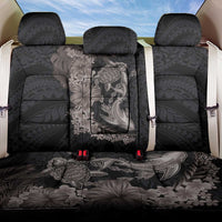 Hawaiian Tropical Plants Turtle and Shark Back Car Seat Cover Polynesian Art Tattoo Grayscale Color