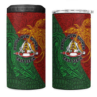 Papua New Guinea East Sepik Province 4 in 1 Can Cooler Tumbler Tribal Crocodile Birds of Paradise Melanesian Tattoo