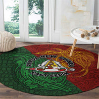 Papua New Guinea East Sepik Province Round Carpet Tribal Crocodile Birds of Paradise Melanesian Tattoo