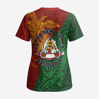 Papua New Guinea East Sepik Province Scrub Top Tribal Crocodile Birds of Paradise Melanesian Tattoo - Polynesian Pride