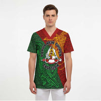 Papua New Guinea East Sepik Province Scrub Top Tribal Crocodile Birds of Paradise Melanesian Tattoo - Polynesian Pride