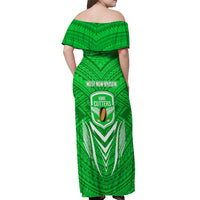 Kimbe Cutters Rugby Off Shoulder Maxi Dress Papua New Guinea Polynesian Tattoo Green Version LT03 - Polynesian Pride