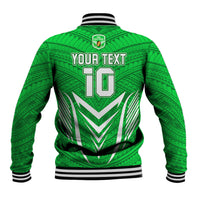 Custom Kimbe Cutters Rugby Baseball Jacket Papua New Guinea Polynesian Tattoo Green Version LT03 - Polynesian Pride