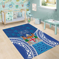 Fiji Day Area Rug Fijian Masi Tribal Hibiscus Tattoo and Tapa Pattern