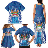 Fiji Day Family Matching Tank Maxi Dress and Hawaiian Shirt Fijian Masi Tribal Hibiscus Tattoo and Tapa Pattern
