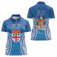 Fiji Day Women Polo Shirt Fijian Masi Tribal Hibiscus Tattoo and Tapa Pattern LT03 - Polynesian Pride