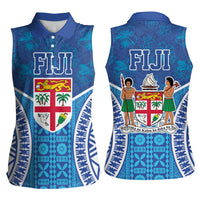 Fiji Day Women Sleeveless Polo Shirt Fijian Masi Tribal Hibiscus Tattoo and Tapa Pattern LT03 - Polynesian Pride