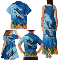 Polynesian Scuba Diving Family Matching Tank Maxi Dress and Hawaiian Shirt Beauty Corals with Underwater and Polynesian Pattern