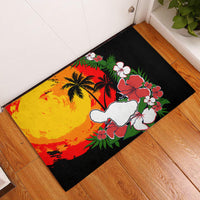 Hawaii Maui Island Rubber Doormat Maui Map With Tropical Forest Vintage Style LT03 Black - Polynesian Pride