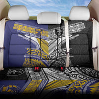 Rugby Niue and Aotearoa Back Car Seat Cover Hiapo with Maori Moko Tribal Heritage Tattoos - Polynesian Pride