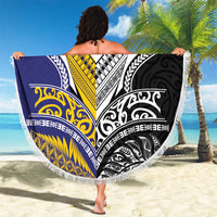 Rugby Niue and Aotearoa Beach Blanket Hiapo with Maori Moko Tribal Heritage Tattoos - Polynesian Pride
