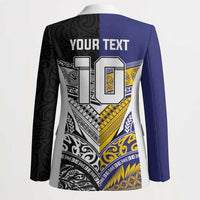 Custom Rugby Niue and Aotearoa Blazer Hiapo with Maori Moko Tribal Heritage Tattoos - Polynesian Pride