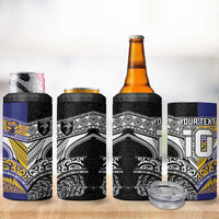 Custom Rugby Niue and Aotearoa 4 in 1 Can Cooler Tumbler Hiapo with Maori Moko Tribal Heritage Tattoos - Polynesian Pride