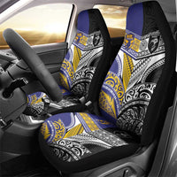 Rugby Niue and Aotearoa Car Seat Cover Hiapo with Maori Moko Tribal Heritage Tattoos - Polynesian Pride