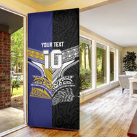 Custom Rugby Niue and Aotearoa Door Cover Hiapo with Maori Moko Tribal Heritage Tattoos - Polynesian Pride