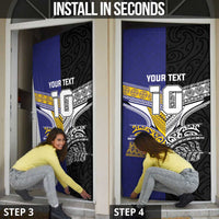 Custom Rugby Niue and Aotearoa Door Cover Hiapo with Maori Moko Tribal Heritage Tattoos - Polynesian Pride