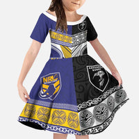 Custom Rugby Niue and Aotearoa Family Matching Mermaid Dress and Hawaiian Shirt Hiapo with Maori Moko Tribal Heritage Tattoos - Polynesian Pride