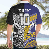 Custom Rugby Niue and Aotearoa Hawaiian Shirt Hiapo with Maori Moko Tribal Heritage Tattoos - Polynesian Pride