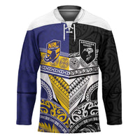 Custom Rugby Niue and Aotearoa Hockey Jersey Hiapo with Maori Moko Tribal Heritage Tattoos LT03 Unisex Black - Polynesian Pride