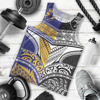 Custom Rugby Niue and Aotearoa Men Tank Top Hiapo with Maori Moko Tribal Heritage Tattoos - Polynesian Pride