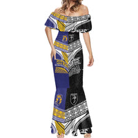 Custom Rugby Niue and Aotearoa Mermaid Dress Hiapo with Maori Moko Tribal Heritage Tattoos - Polynesian Pride