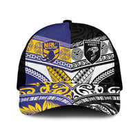 Niue and Aotearoa Rugby Mesh Trucker Cap Hiapo with Maori Moko Tribal Heritage Tattoos - Polynesian Pride