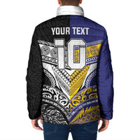 Custom Rugby Niue and Aotearoa Padded Jacket Hiapo with Maori Moko Tribal Heritage Tattoos - Polynesian Pride