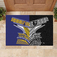 Rugby Niue and Aotearoa Rubber Doormat Hiapo with Maori Moko Tribal Heritage Tattoos - Polynesian Pride