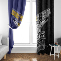 Rugby Niue and Aotearoa Window Curtain Hiapo with Maori Moko Tribal Heritage Tattoos - Polynesian Pride