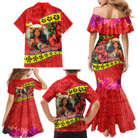 Hawaii Christmas Family Matching Mermaid Dress and Hawaiian Shirt Hula Girl Hibiscus With Hawaiian Style Tribal Fabric Patchwork LT03 - Polynesian Pride