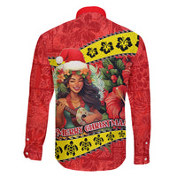 Hawaii Christmas Family Matching Off Shoulder Short Dress and Hawaiian Shirt Hula Girl Hibiscus With Hawaiian Style Tribal Fabric Patchwork LT03 - Polynesian Pride