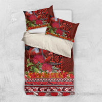 Hawaii KaʻUla Wena ʻIʻiwi Bedding Set With Tropical Plants and 'Ohi'a lehua Kakau Art Tattoo